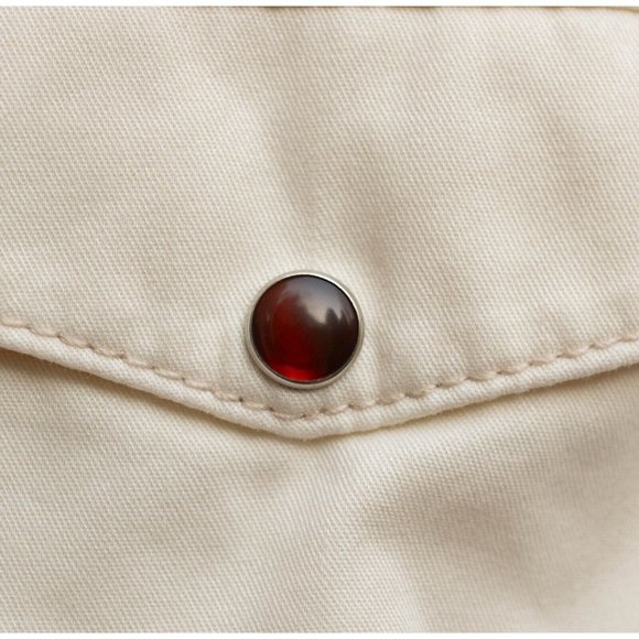 Massimo Dutti Womens Sz S Creamy White Fitted Pearl SnapUp Studded Western Shirt - Picture 6 of 12